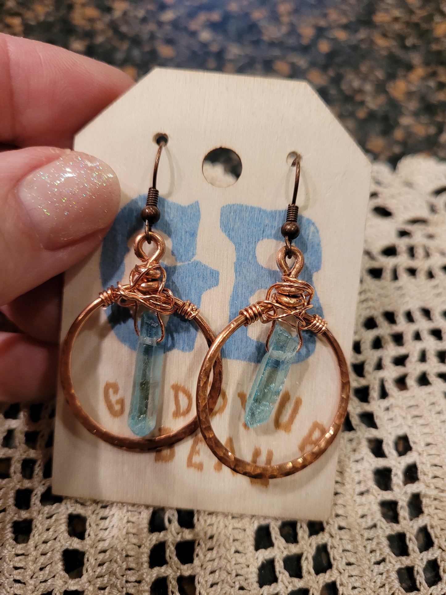 Copper and Blue Quartz earrings