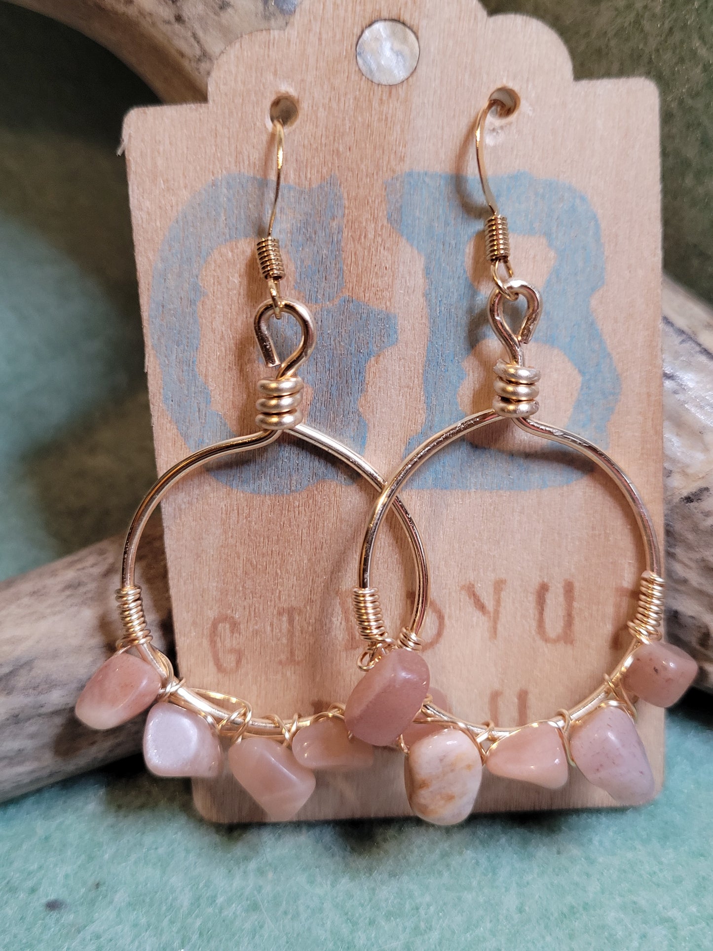 Handcrafted Sunstone Hoop earrings