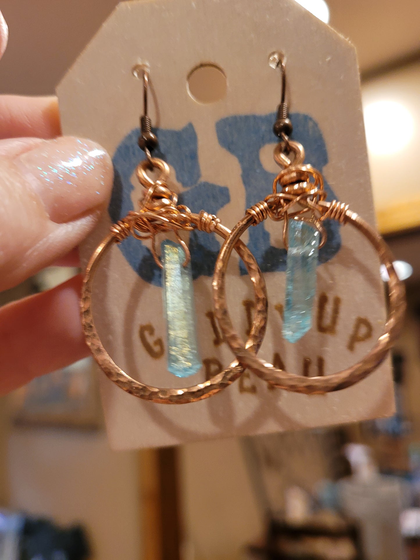 Copper and Blue Quartz earrings