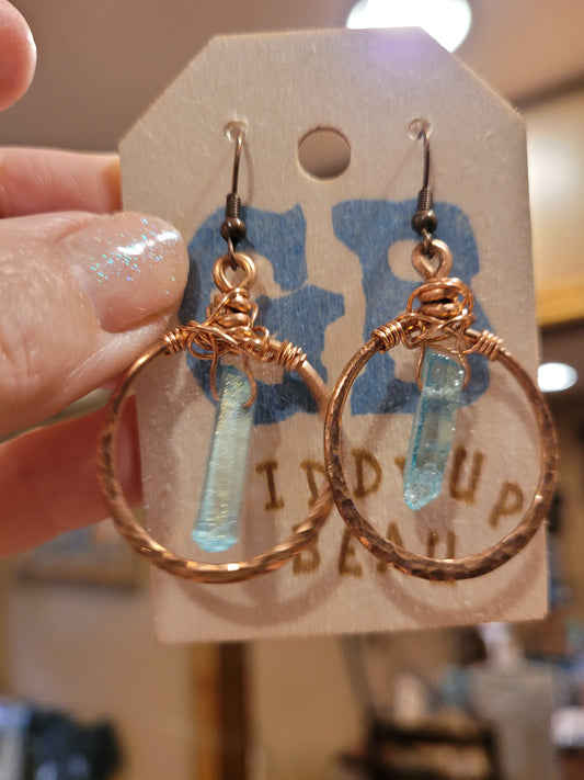 Copper and Blue Quartz earrings