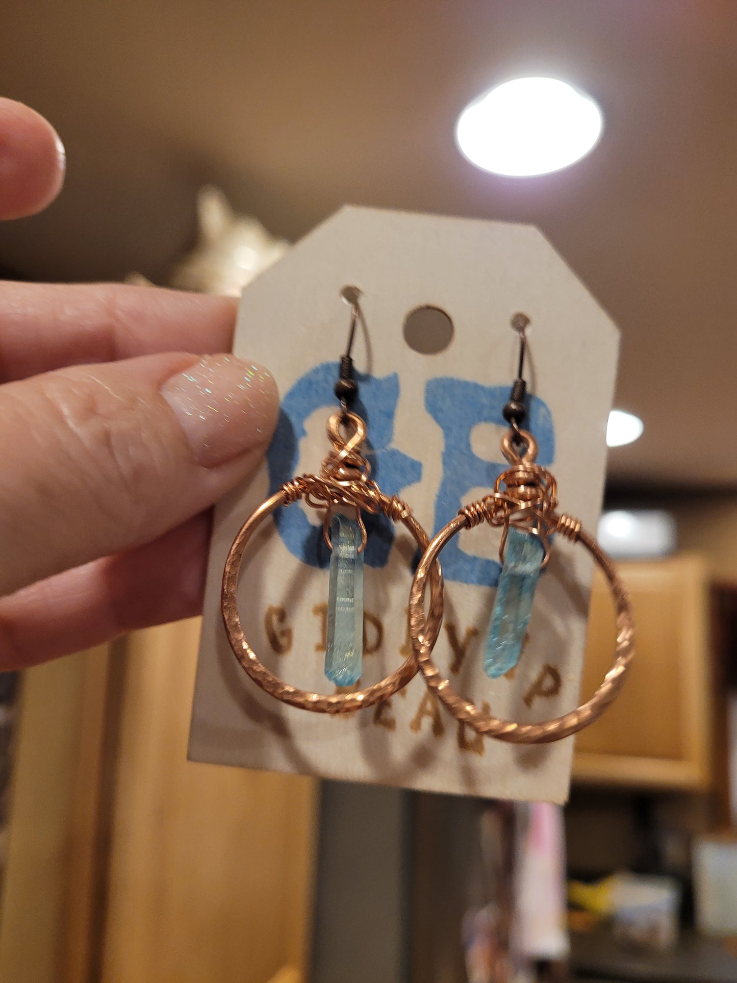 Copper and Blue Quartz earrings