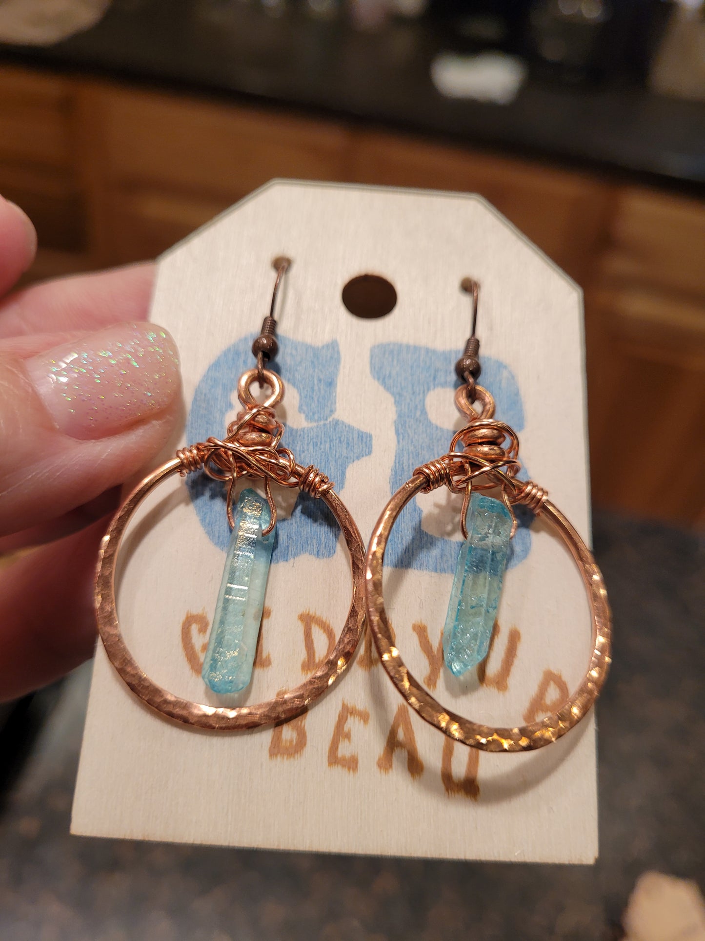 Copper and Blue Quartz earrings